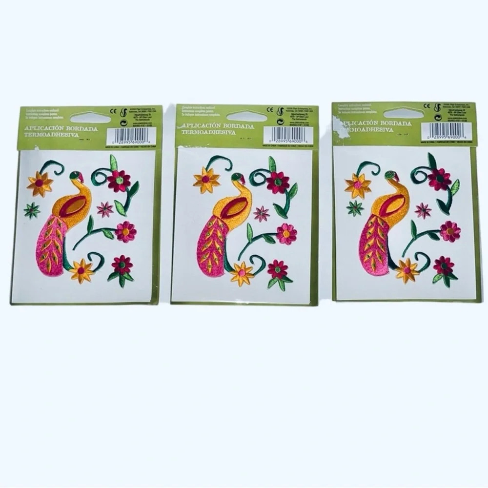 Vintage Elegance EMBROIDERED APPLICATION THERMO-ADHESIVE 3 pieces Bird Floral